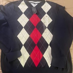 Tommy Hilfiger V- Neck Cotton Sweater Mens